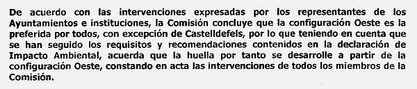 Aprobación de la configuración OESTE como preferente (10 de julio de 2003)