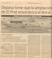 Noticia publicada en La Vanguardia sobre las alegaciones de DEPANA al Pla Director del aeropuerto del Prat