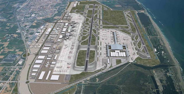 Imagen virtual de como quedará el aeropuerto del Prat después de la ampliación