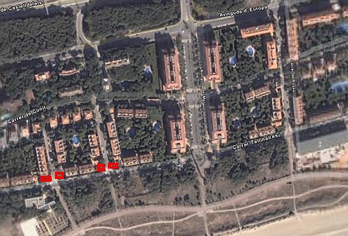 Localització del problema 9 de Gavà Mar - Pilons a les cantonades del carrer TELLINAIRES (amb AMPOSTA i GARRAF)