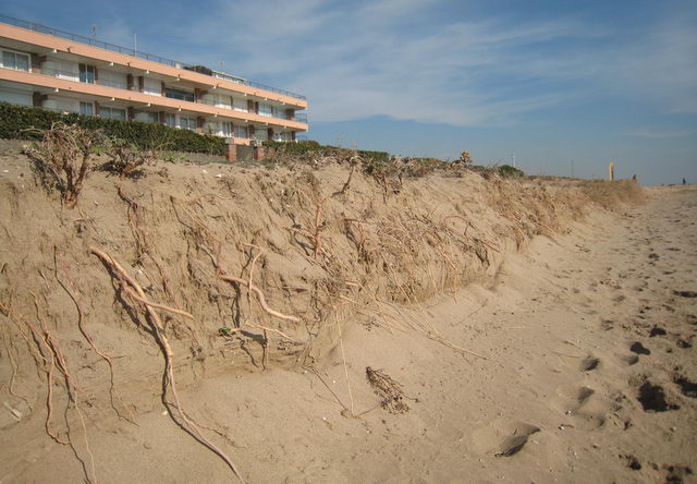 Efectos de una regresión de la playa del norte de Gavà Mar (27 de Enero de 2008)