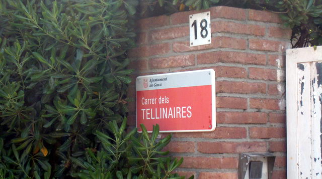 Nova placa del carrer Tellinaires de Gav Mar amb el nom correctament escrit (25 de Maig de 2009)