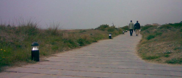 Nuevas balizas (luces) instaladas en el primer tramo del paseo martimo de Gavà Mar el verano de 2008 (fotografa: 8 de febrero de 2009)