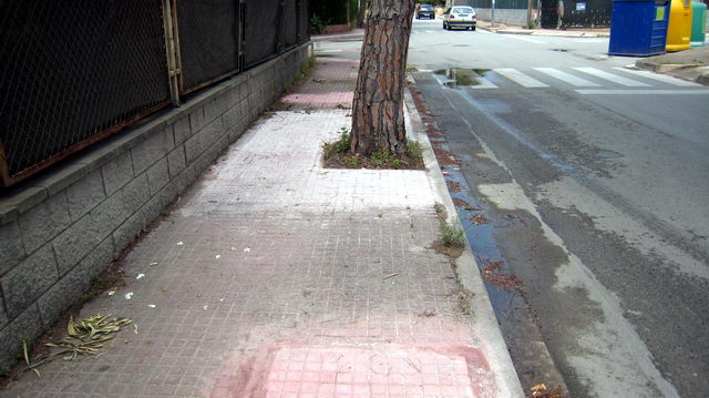 Vorera arranjada per l'Ajuntament de Gav al carrer de la Ciutat del Reps de Gav Mar (20 de Juny de 2009)