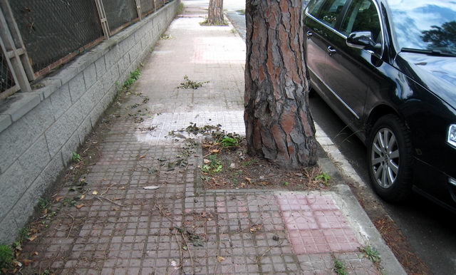 Acera arreglada por el Ayuntamiento de Gav en la calle de la Ciutat del Reps de Gav Mar (20 de Junio de 2009)