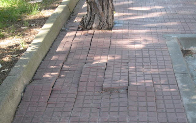 Acera con baldosas mal situadas en la calle Cadaqus de Gav Mar (entre las calles Tellinaires y Cunit) (19 de Mayo de 2009)