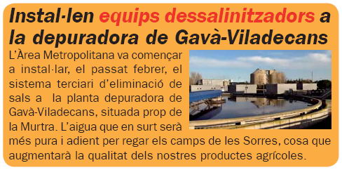 Noticia publicada en el nmero 67 (Marzo de 2009) de la publicacin L'Erampruny sobre las obras de mejora de la EDAR Gav-Viladecans (Depuradora de la Murtra)