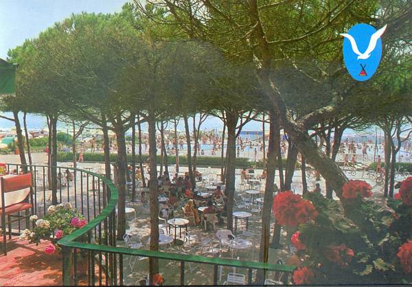 (1984) Vista del restaurant i de la piscina del càmping Albatros de Gav Mar