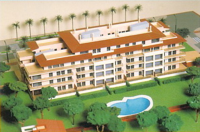 Maqueta de un bloque de pisos de la avenida del mar de Gav Mar